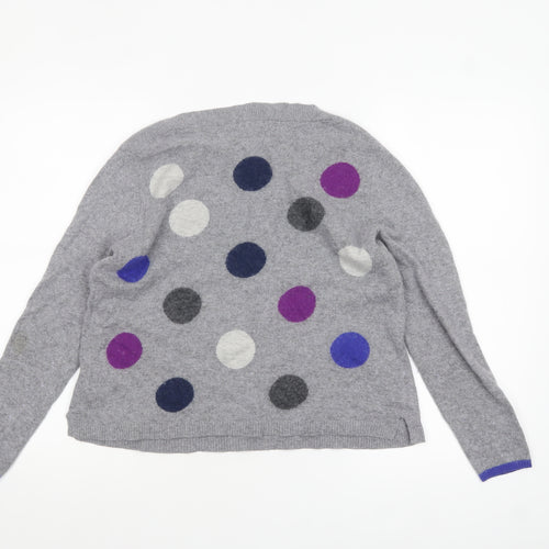 White Stuff Women's Grey Polka Dot Wool Blend Jumper UK 16