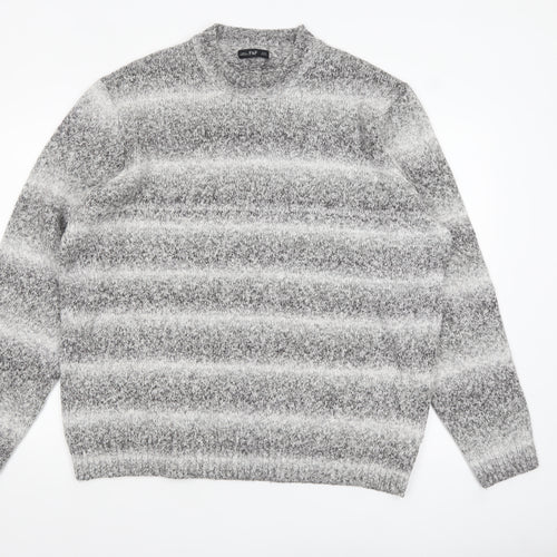 F&F Men's Grey Striped 2XL Crew Neck Pullover Jumper