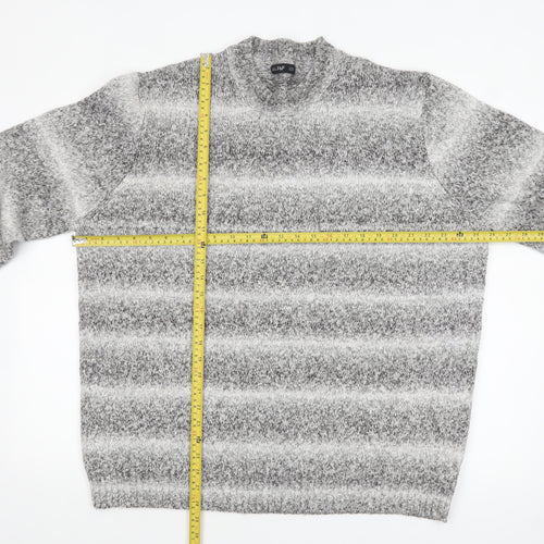 F&F Men's Grey Striped 2XL Crew Neck Pullover Jumper