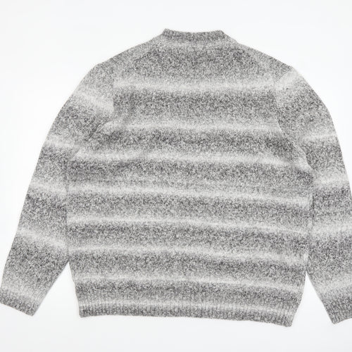 F&F Men's Grey Striped 2XL Crew Neck Pullover Jumper