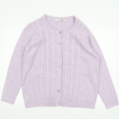 EWM Womens Purple Cable Knit Acrylic Cardigan Size 18