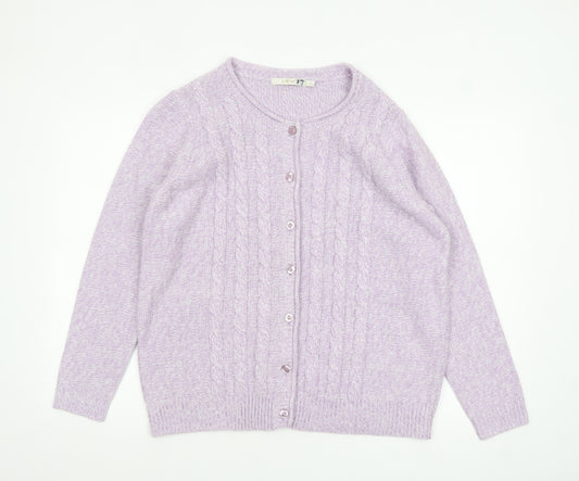 EWM Womens Purple Cable Knit Acrylic Cardigan Size 18