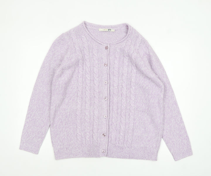 EWM Womens Purple Cable Knit Acrylic Cardigan Size 18
