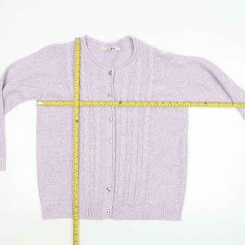 EWM Womens Purple Cable Knit Acrylic Cardigan Size 18