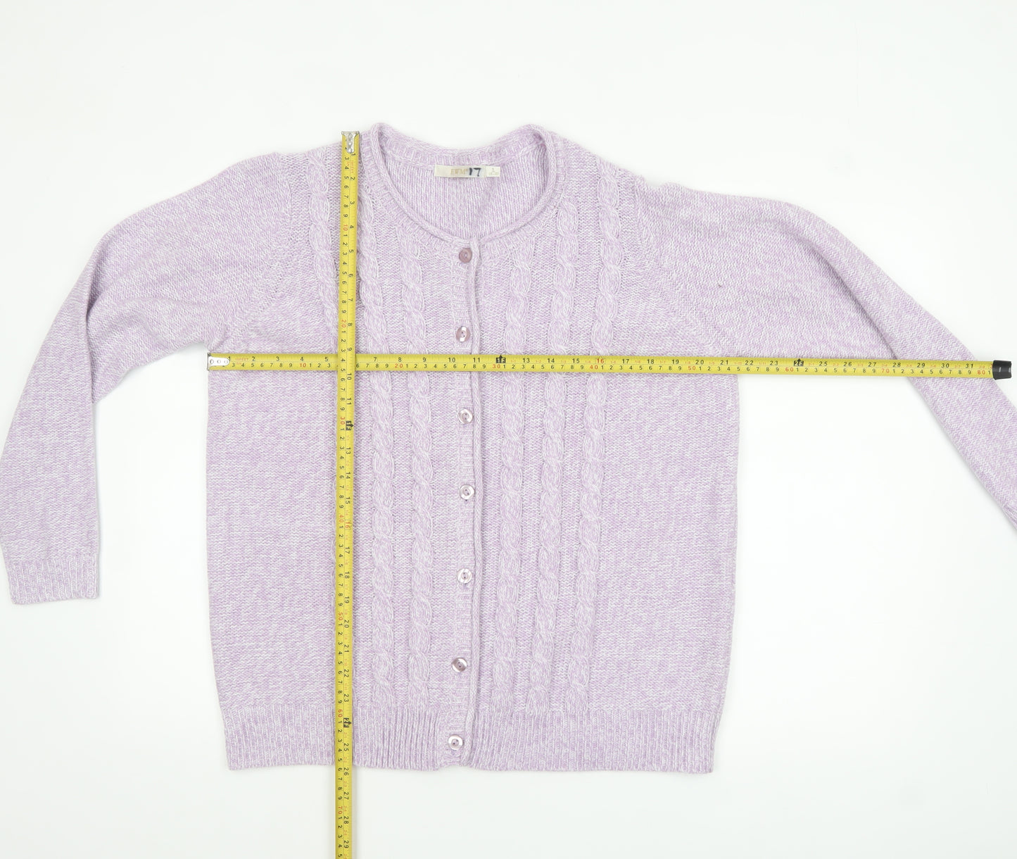 EWM Womens Purple Cable Knit Acrylic Cardigan Size 18