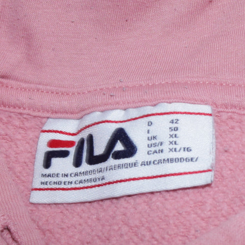 Fila Women Pink Pullover Hoodie XL Cotton Blend Casual Sweatshirt