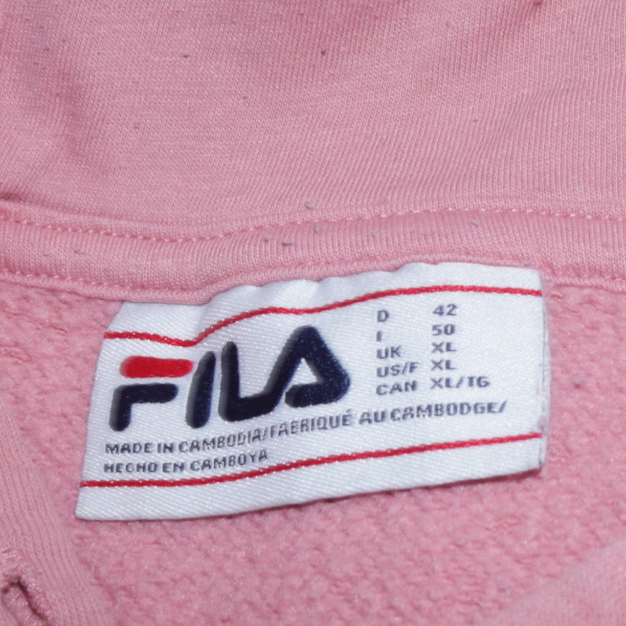 Fila Women Pink Pullover Hoodie XL Cotton Blend Casual Sweatshirt