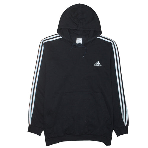 Adidas Mens Black Pullover Hoodie L Sports Fleece Sweatshirt