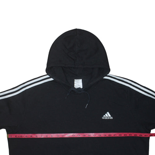 Adidas Mens Black Pullover Hoodie L Sports Fleece Sweatshirt