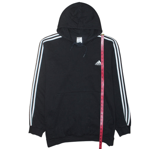 Adidas Mens Black Pullover Hoodie L Sports Fleece Sweatshirt