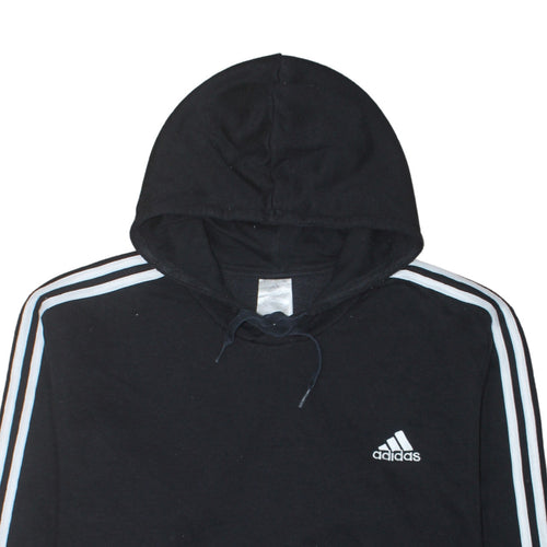 Adidas Mens Black Pullover Hoodie L Sports Fleece Sweatshirt