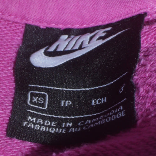 Nike Womens Pink Pullover Hoodie XS Cotton Blend Hooded Sweatshirt