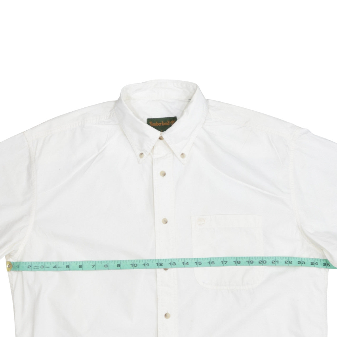 Timberland Men's White L Button-Down Cotton Short Sleeve Shirt