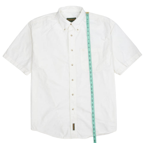 Timberland Men's White L Button-Down Cotton Short Sleeve Shirt