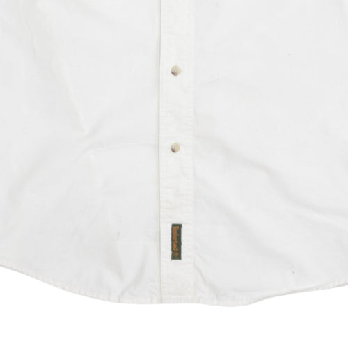 Timberland Men's White L Button-Down Cotton Short Sleeve Shirt