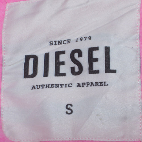 Diesel Womens Pink Full Zip Hoodie Size S - Graphic Print Casual Sweatshirt
