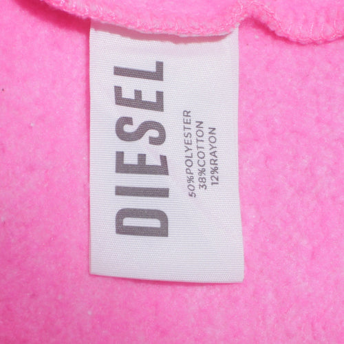 Diesel Womens Pink Full Zip Hoodie Size S - Graphic Print Casual Sweatshirt