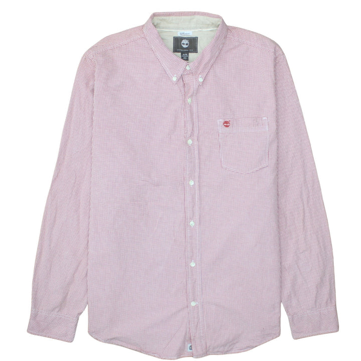 Timberland Men's Red Check Regular Fit Button-Down Cotton Shirt XL