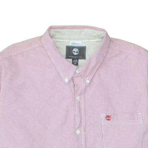 Timberland Men's Red Check Regular Fit Button-Down Cotton Shirt XL