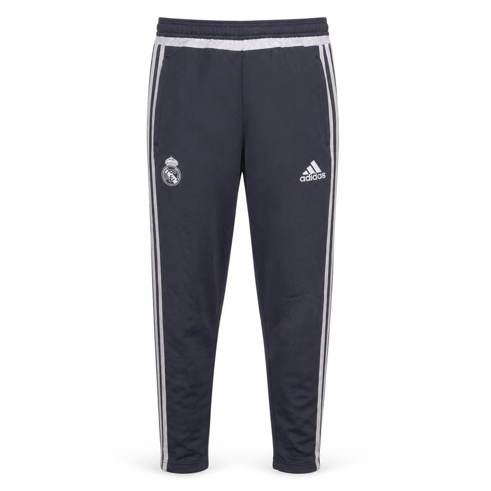 Front view of Adidas Men Black S Slim Fit Track Pants Real Madrid