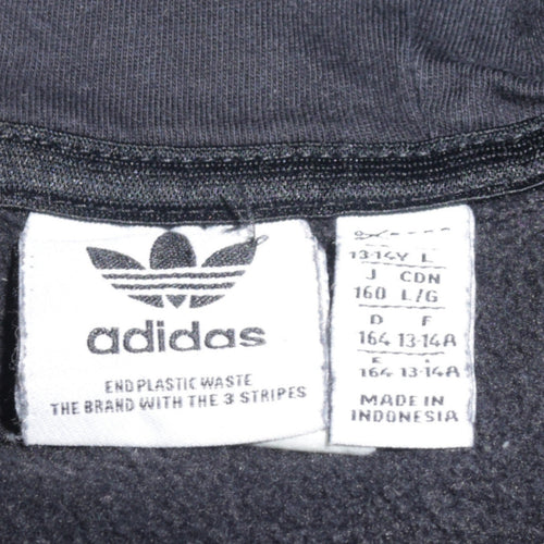 Adidas Teens Black Pullover Hoodie 164 Fleece Logo Sweatshirt