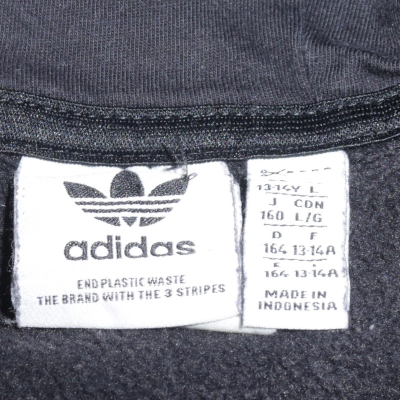 Adidas Teens Black Pullover Hoodie 164 Fleece Logo Sweatshirt