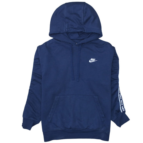 Nike Women’s Blue Pullover Hoodie Medium Cotton Logo Sweatshirt