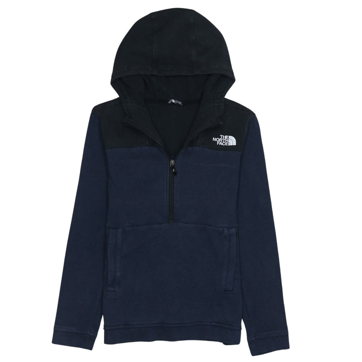 The North Face Boys Blue Colourblock Fleece Pullover Hoodie L