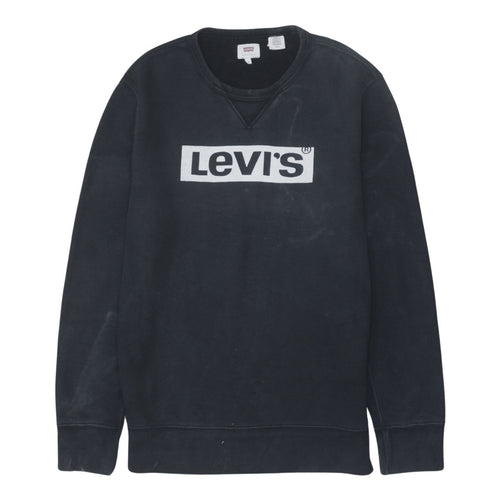 Levi's Men's Black Small Crew Neck Pullover Logo Sweatshirt