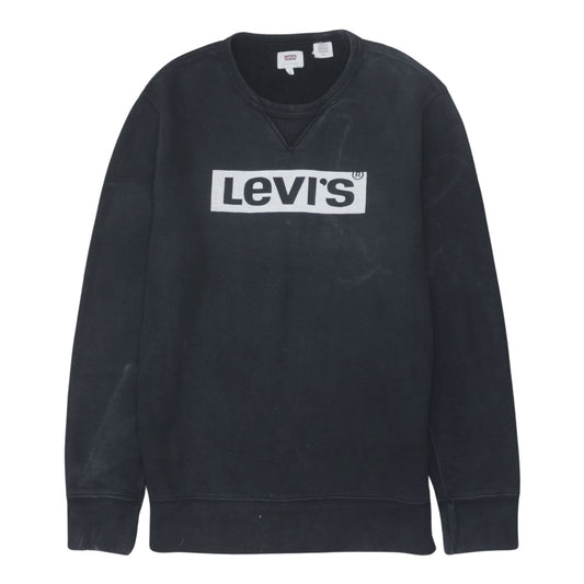Levi's Men's Black Small Crew Neck Pullover Logo Sweatshirt