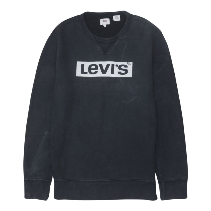 Levi's Men's Black Small Crew Neck Pullover Logo Sweatshirt