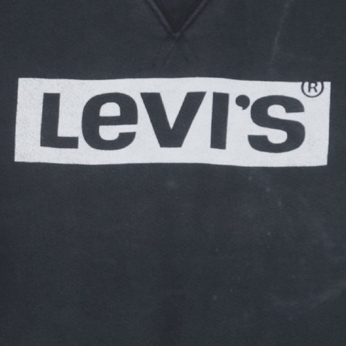 Levi's Men's Black Small Crew Neck Pullover Logo Sweatshirt