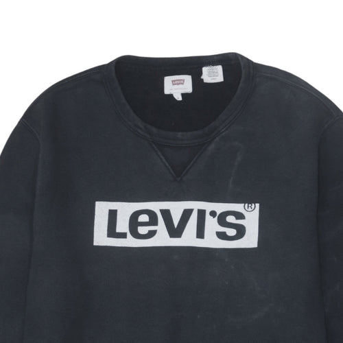 Levi's Men's Black Small Crew Neck Pullover Logo Sweatshirt