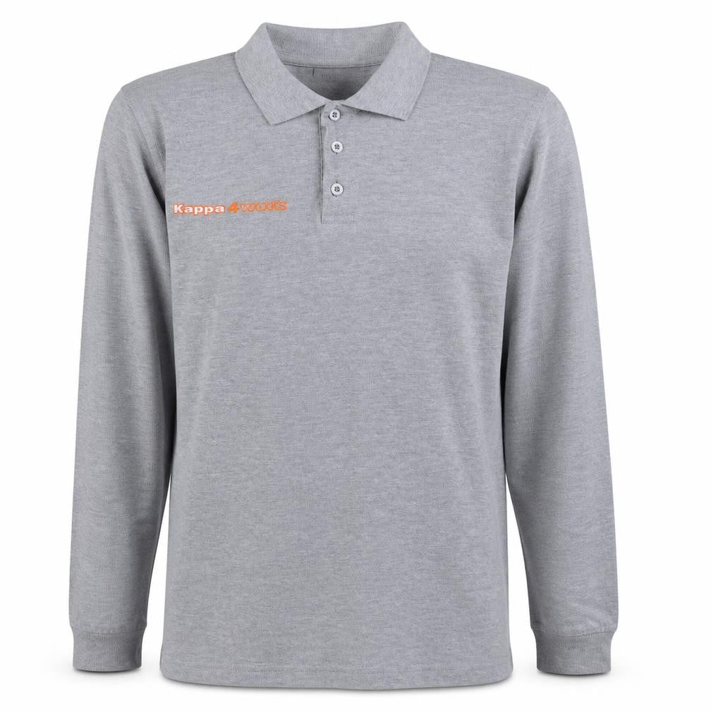 Kappa4work Men's Grey Long Sleeve Cotton Blend Polo Shirt L