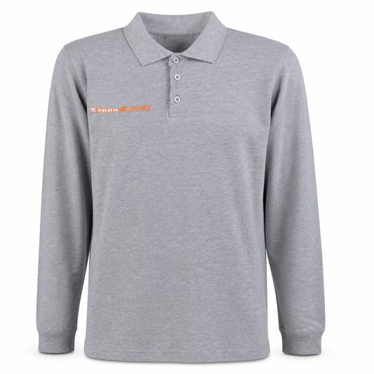 Front view of Kappa4work Men's Grey Long Sleeve Cotton Blend Polo Shirt L