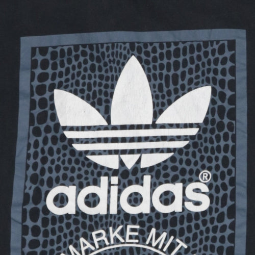 Adidas Mens Black Graphic Logo Sports T-Shirt Size L