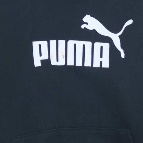 Puma Womens Black Size 10 Pullover Hoodie with Logo Print