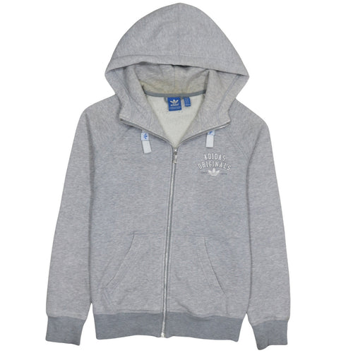 Adidas Originals Women Grey Full Zip Hoodie Size 12 Lined Hooded