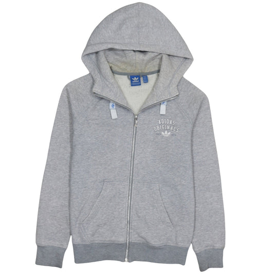 Adidas Originals Women Grey Full Zip Hoodie Size 12 Lined Hooded