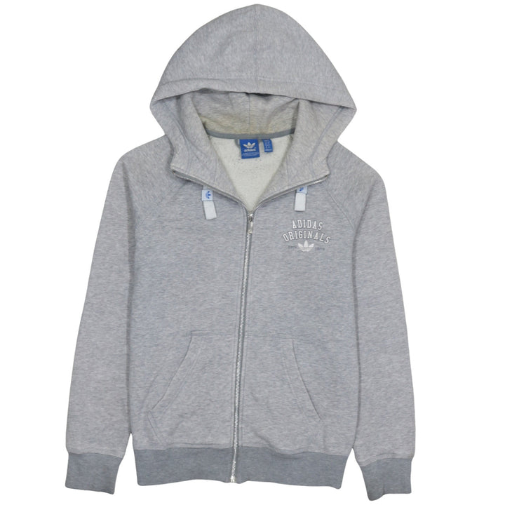Adidas Originals Women Grey Full Zip Hoodie Size 12 Lined Hooded