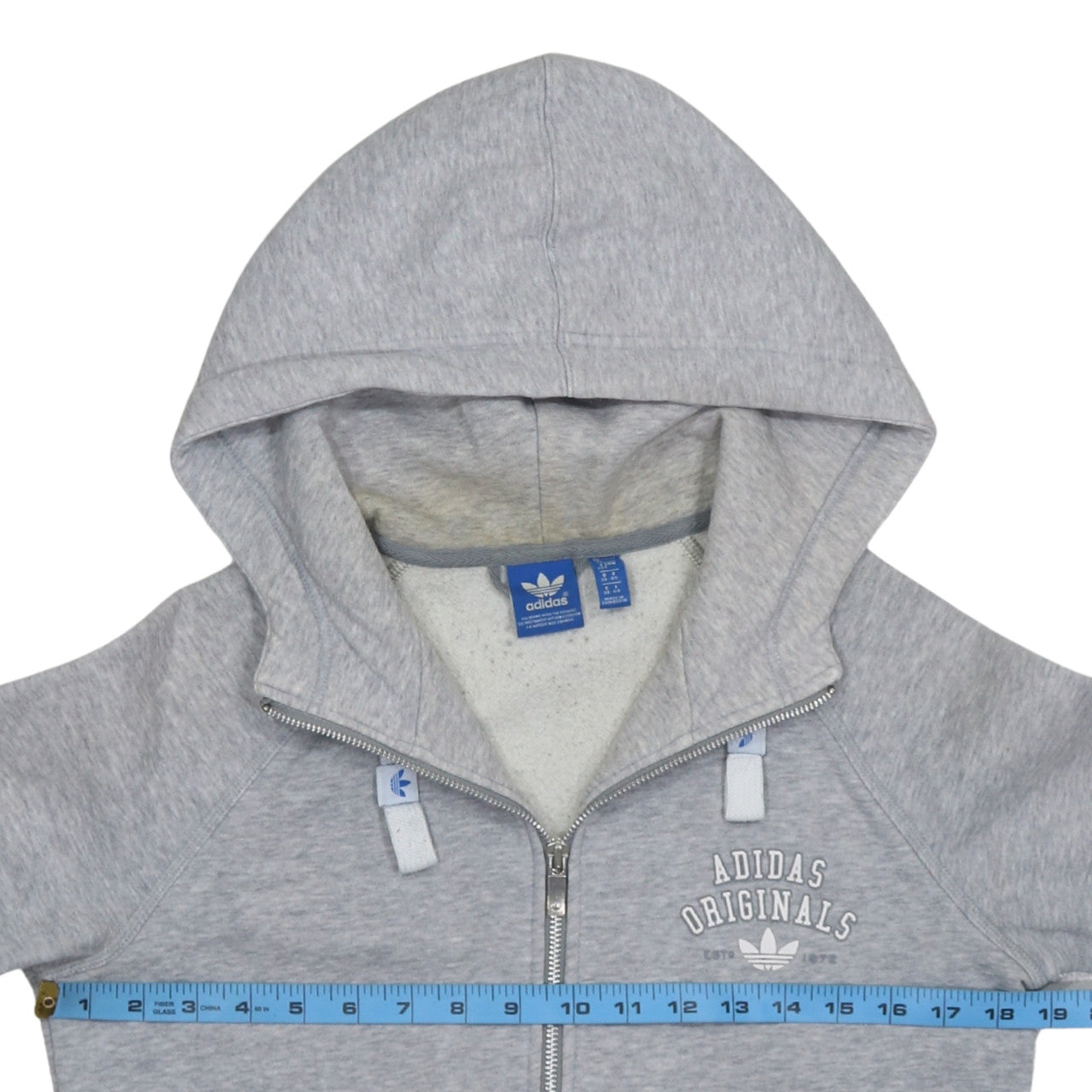Adidas Originals Women Grey Full Zip Hoodie Size 12 Lined Hooded