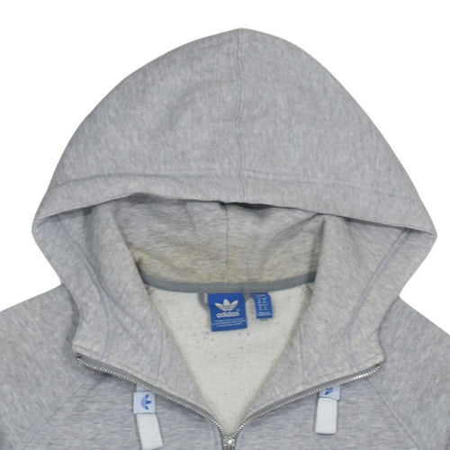 Adidas Originals Women Grey Full Zip Hoodie Size 12 Lined Hooded