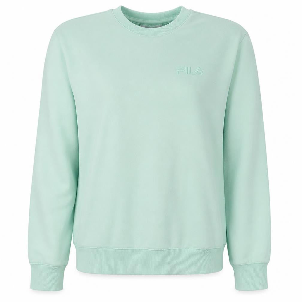Front view of Fila Women Mint Green Crew Neck Pullover Sweatshirt, size S