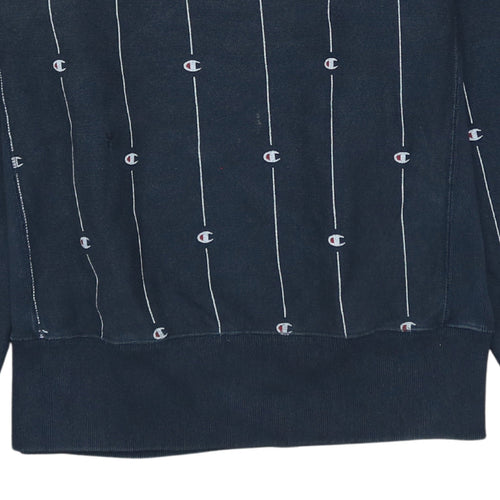 Champion Men's Navy Reverse Weave Logo Sweatshirt - Large
