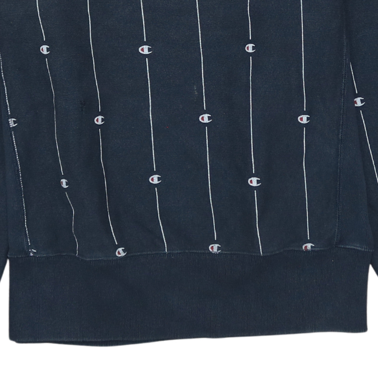 Champion Men's Navy Reverse Weave Logo Sweatshirt - Large