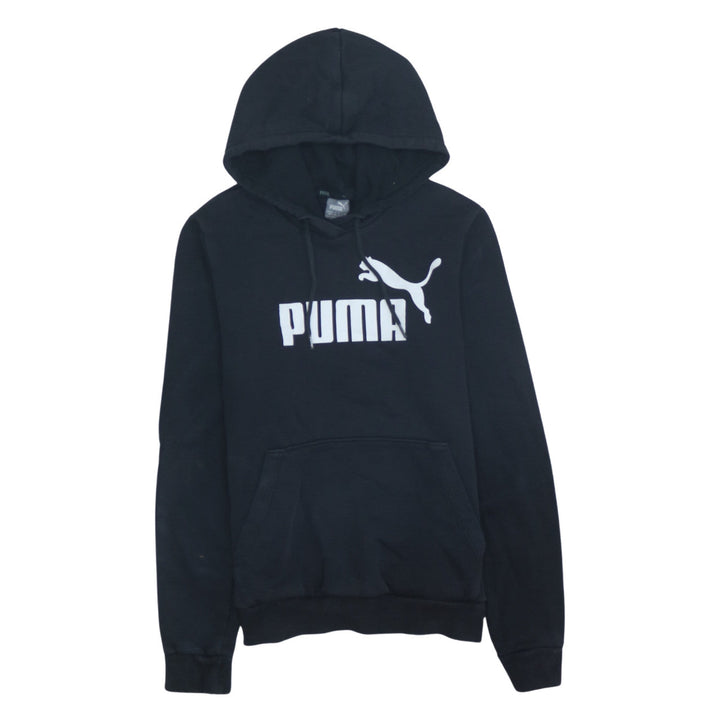 Puma Women Black UK 10 Pullover Hoodie Sweatshirt Logo Casual