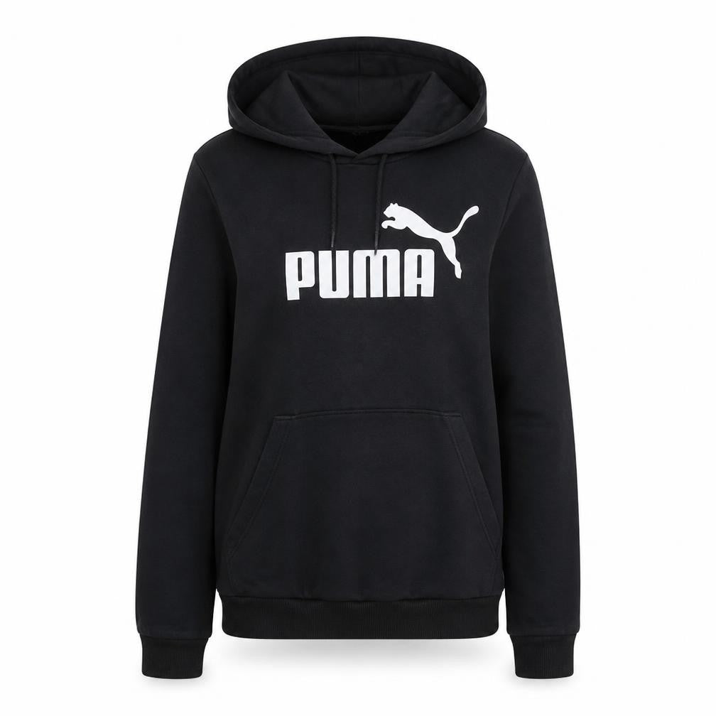 Puma Women Black UK 10 Pullover Hoodie Sweatshirt Logo Casual