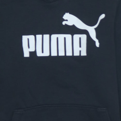Puma Women Black UK 10 Pullover Hoodie Sweatshirt Logo Casual