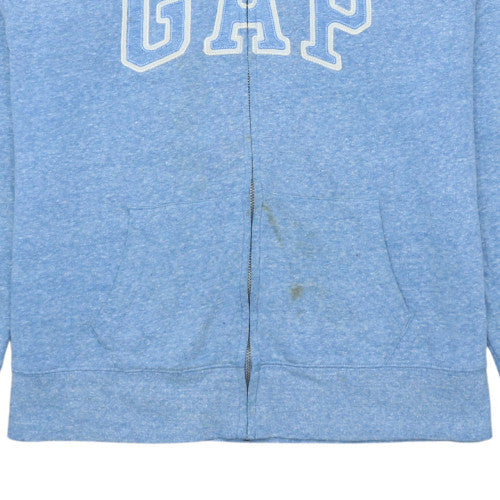 GAP Men Blue Full Zip Hoodie M Regular Fit Logo Sweatshirt