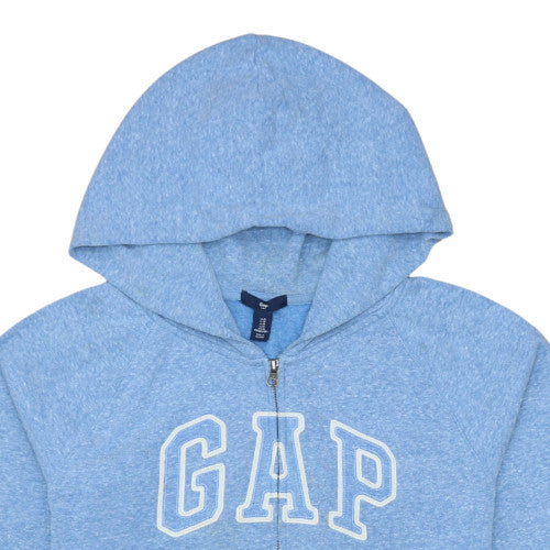GAP Men Blue Full Zip Hoodie M Regular Fit Logo Sweatshirt